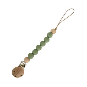 Silicone Pacifier Holder with Clip : Olive