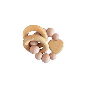 Wooden Silicone Teether Heart : Blush