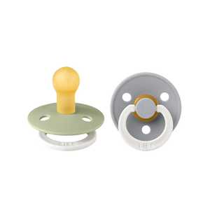 BIBS Pacifier 2 Pk Night Glow Size 3 : Sage/Cloud