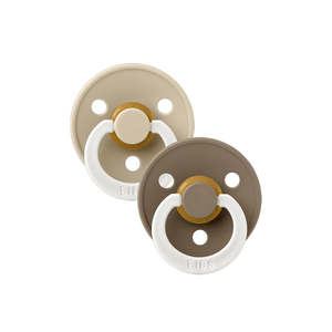 BIBS Pacifier 2 Pk Night Glow Size 1 : Vanilla/Dark Oak