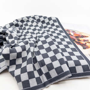 Kitchen Towel | Tea Towel - Graphite Lunar Chequer