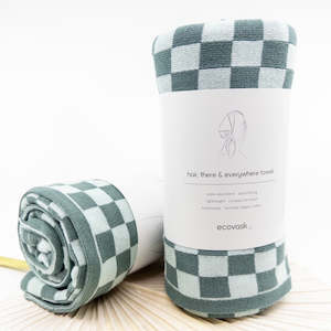 Reusable Makeup Pads: Hair & Travel Towel - Sea Foam Chequer