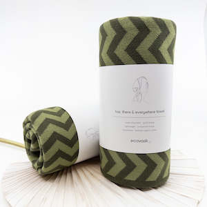Hair & Travel Towel - Olive Pistachio Chevron