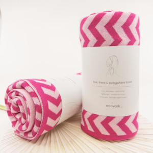 Hair & Travel Towel - Raspberry Chevron