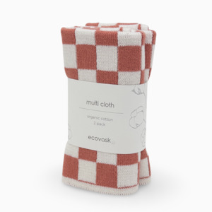 Multi Cloths: Multi Cloth 2pk - Coral Chequer