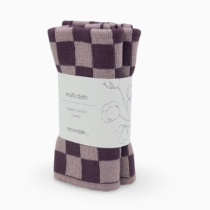 Multi Cloths: Multi Cloth 2pk - Grape | Orchid Chequer