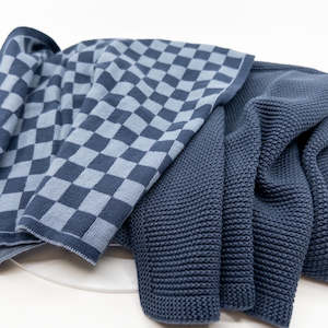 Kitchen Towel Duos - Navy Denim Chequer