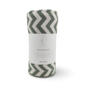 Bath Body: Hair & Travel Towel - Sage Chevron