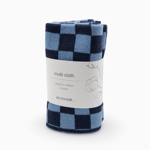 Multi Cloths: Multi Cloth 2pk - Navy Cornflower Chequer