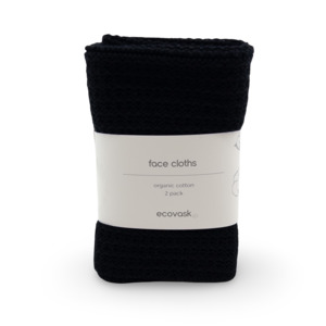 Face Cloth: Face Cloths 2pk - Raven (Black)