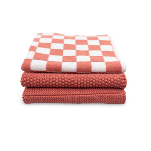 Products: Dishcloth Variety 3pk - Coral chequer