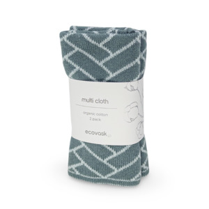 Multi Cloths: Multi Cloth 2pk - Sea Foam | Duck Egg Herringbone