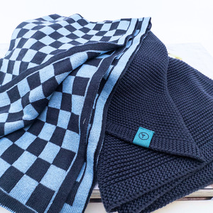 Kitchen Towels: Kitchen Towel Duo - Navy Cornflower Cheq