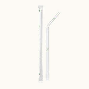 197mm Regular White Bendy Paper Straw with Individual Wrap - FSC MIX