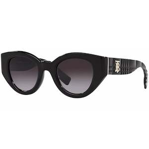 Optical Frames: Burberry Meadow Women's Black Round Cat Eye Sunglasses - BE4390-30018G-47