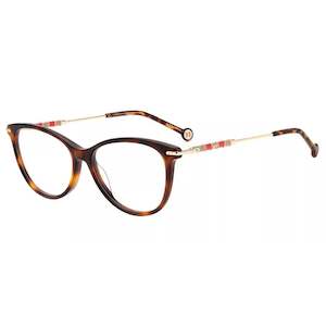 Brands: Carolina Herrera Women's Havana Cat Eye Eyeglass Frame - CH0043-005L-15
