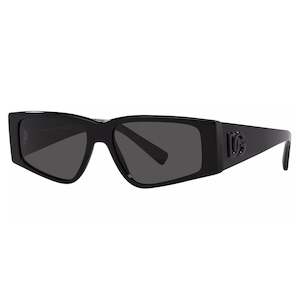 Dolce Gabbana: Dolce & Gabbana Men's Black Geometric Rectangle Sunglasses DG4453-50187-55