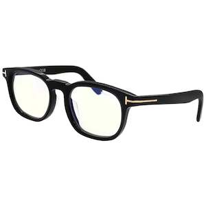 Tom Ford Eyewear: Tom Ford Men's Shiny Black Blue Block Oval Eyeglasses FT5930-D-B-001