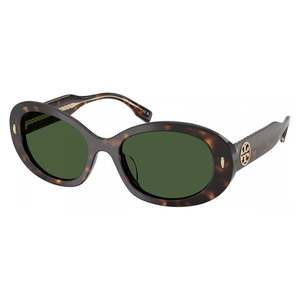 Optical Frames: Tory Burch Women's Dark Tortoise Oval Sunglasses - TY7214U-172871-53