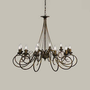 Iron Chandeliers: Chandelier Brown 9333-12P