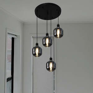Glass Pendant Lights: Pendant light Smoke glass Plate 400 with 198A