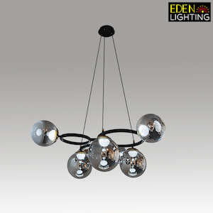 Glass Pendant Lights: Smoke glass Pendant light Black 3185-7