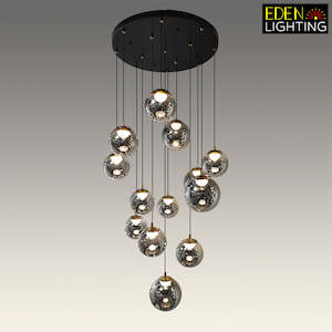 Glass Pendant Lights: Pendant light Color change Smoke glass Black 3187-13