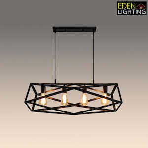 Long Pendant: Iron Pendant Light Black 2930-4