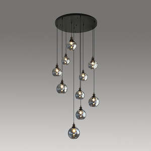 E27 Light Bulbs: Smoke glass Pendant light Industrial Black sun18-800mm