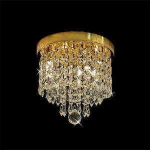Ceiling Lights Crystal: Ceiling light Clear crystals Gold color 9291