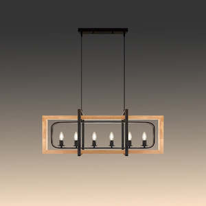 Pendant light Black with natural 3225-6