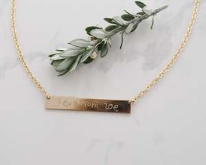 Handwriting Engraved Bar Necklace