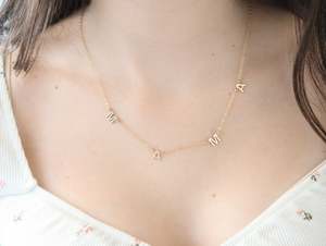Little Love Letters Necklace Collection: 'M A M A' 10k Gold Letter necklace