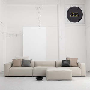 Footstools: Rubix 4 Seater Sofa - Ottoman + Stone