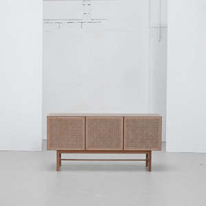 Racquet Sideboard - Oak + Rattan