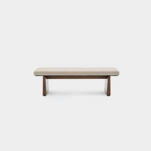 Topaz Bench Seat - Beige + Walnut Stain