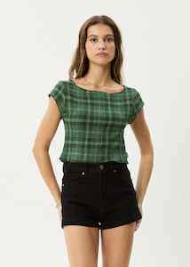 Afends Lonnie Hemp Seersucker Top - Hunter Green