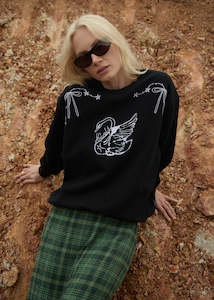 Afends Cygnet Recycled Crew Neck Sweatshirt  - Black