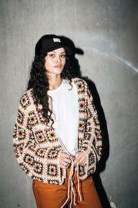 Womens Clothing: Crochet Knit Kimono - Multi Colour