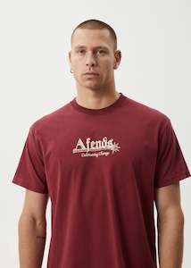 Mens Tees: Mace Life Boxy Fit Tee - Washed Burgundy Was $70 Now