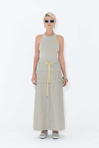 Mixed Media Zip Off Dress - Aluminium Was $320 Now