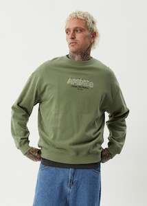 Mens: Afends Ember Recycled Crew Neck Sweatshirt - Oil Green Last Sizes Were $110 Now
