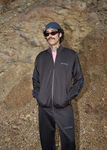 Afends Spinal Recycled Track Zip Up Jacket - Black