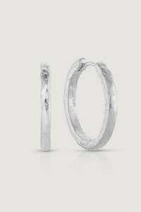 Jewellery: Textured Silver Huggies- Large