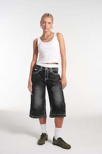 Womens Denim: Charcoal Release Shorts