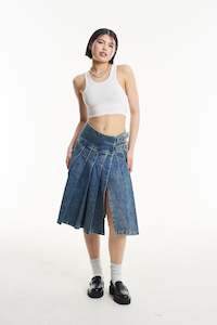 Agyness Skirt - Blue Dirty Wash Was $200 Now