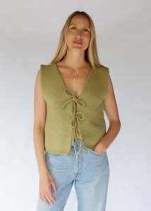 Handknitted Tie Vest - Seagrass