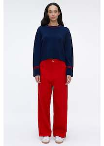 Alpes Sweater - Navy With Red Trim Last One