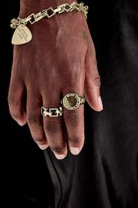 Stolen Girlfriends Club Text Logo Sovereign Ring - Gold Plated