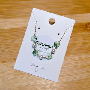 Necklaces: Micro Crochet Flower Necklace w Pearls